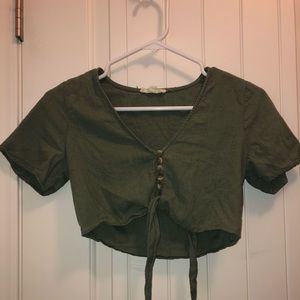 olive green crop top
